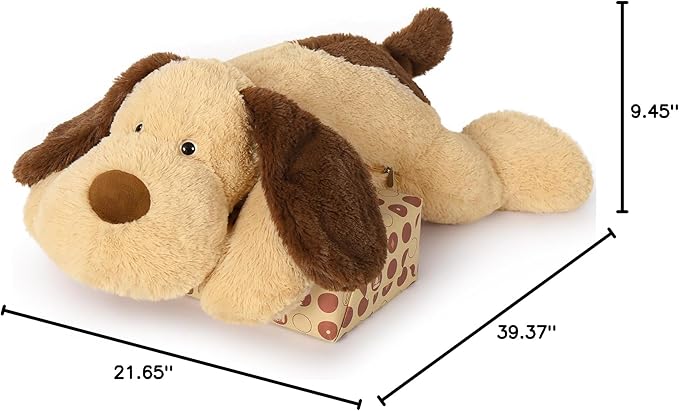 MorisMos Giant Dog Stuffed Animals, 40inch Large Stuffed Dog Plush, Big Puppy Throw Pillow Gifts for Kids, Boys, Girls, Brown