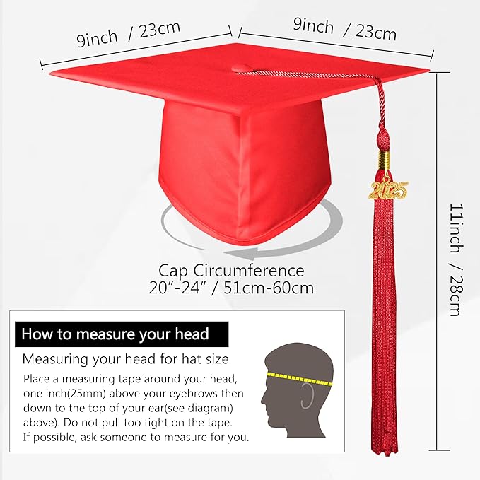 GraduationMall Matte Graduation Gown Cap Tassel Set 2025 for High School and Bachelor