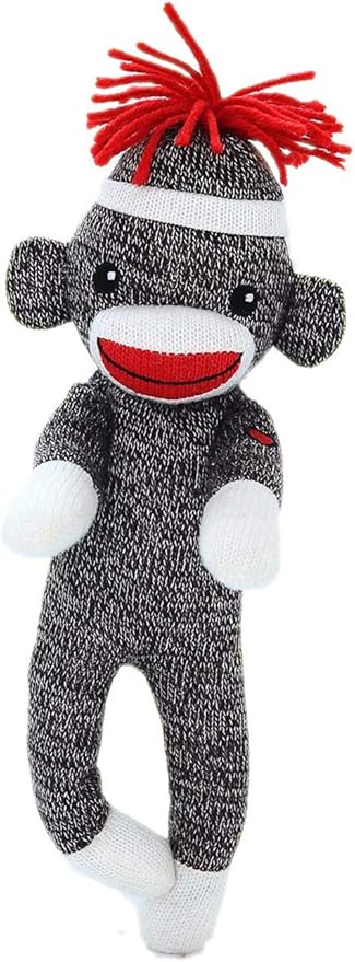 Plushland Adorable Sock Monkey 8 Inches Tall - Soft Realistic Plush Knitted Stuffed Animal Toy Gift - for Kids, Babies, Teens, Girls and Boys (New Brown)