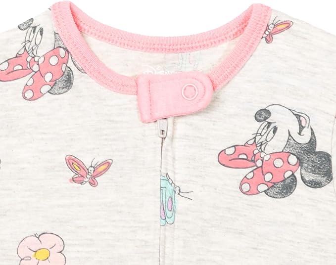 Disney Baby Girls 2 Pack Zip Up Sleep N' Plays Newborn to Infant Sizes (Newborn - 24 Months)