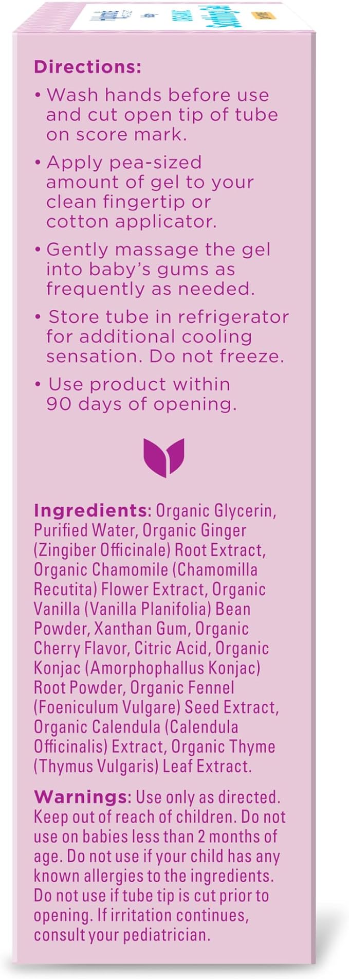 Hyland's Baby Daytime Oral Soothing Gel - .53 oz, Organic Cherry Flavor - Daytime Baby Gel for Oral Discomfort and Teething Support with Chamomile, Calendula & Fennel