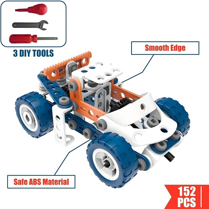 12 in 1 STEM Toys for 4 5 6 7 8+ Year Old Boy Building Toys Kids Age 4-8 5-7, 152 PCS Construction Blocks for Preschool Kids Educational STEM Kits Engineering Creative Christmas Birthday Gifts