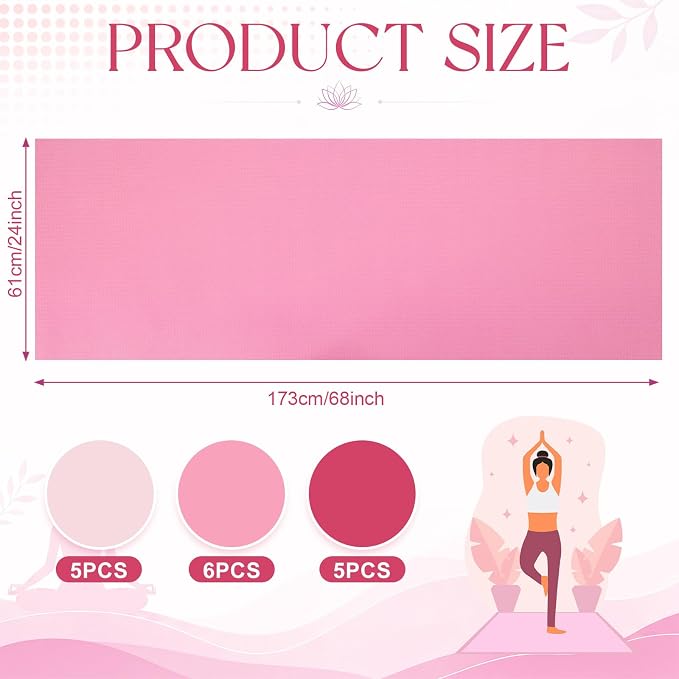 3 mm Thin Yoga Mats Bulk, Lightweight PVC Exercise Mats Non Slip Workout Fitness Pads for Yoga Pilates Stretching Classes Gym Home Studio, Easy to Clean