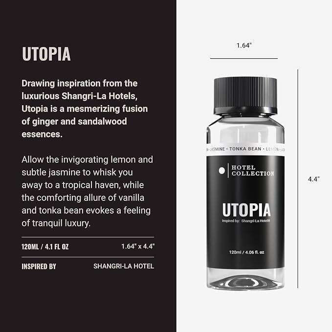 Hotel Collection Diffuser Oil - Utopia - Aromatherapy Essential Fragrance Oil - onka Bean, Lemon & Jasmine - 120ML 4.1 Fl oz