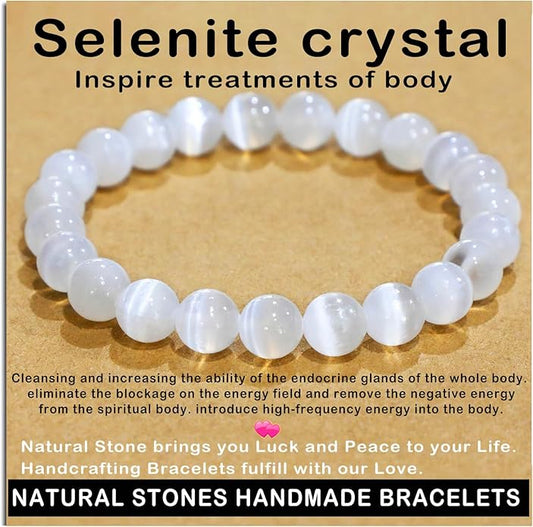 AD Beads Handmade Gemstone Stretch Elastic Bracelet Crystal Healing Reiki Nature's Beauty and Spiritual Essence Unisex