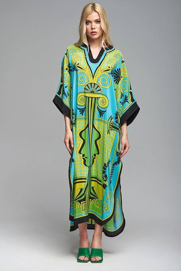 Venasha Womens Caftan Floral Print Kaftan Dress Short Sleeve Swimsuit Cover up Loungewear for Summer