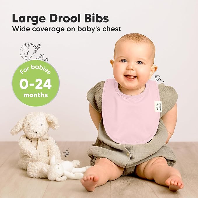 KeaBabies 8-Pack Organic Baby Bibs for Drooling and Teething - Soft Cotton Bibs for Baby Girl, Boy, Extra Absorbent, Easy to Clean & Put On for Toddler, Newborn, Infant 0-24 Months (Muted Pastel)