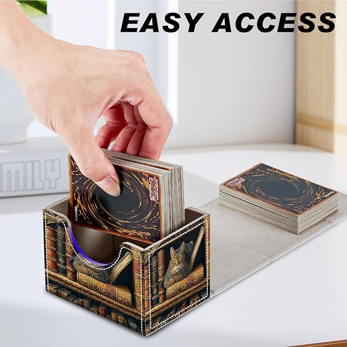 Card Game Storage Box for TCG Commander Deck Box MTG Card Box Organizer Trading Card Case TCG Card Storage Box Magnetic Closure Creative Pattern, Cat Books On Top Of Bookshelf