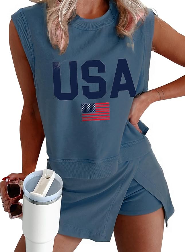 Women 2pc Mineral Wash Athletic Lounge Tank Skirt Set | Soft mineral wash cotton,Breathable.Relaxed lined split skirt.Ideal for travel,lounge,gym,workout casual daily wear