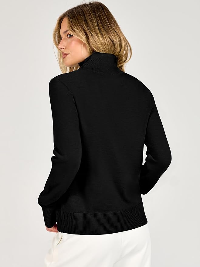 ANRABESS Women Quarter Zip Long Sleeve Fall Pullover Sweater | Soft Knit Fabric Medium Stretch, Business Casual Work Office, Travel Vacation, 2026 Trendy Fashion, Winter Cozy Outfits