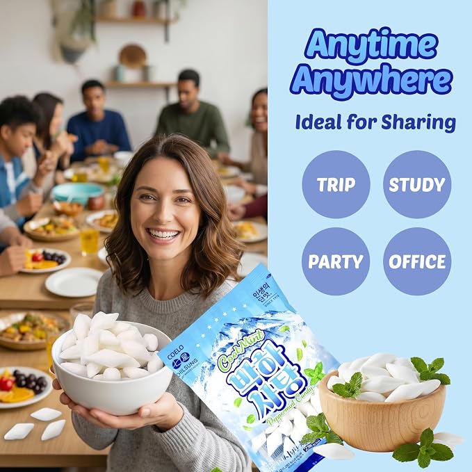 COELO Cool Mint Peppermint Candy 11.28oz (320g) | Korean-Style Herbal Mint Flavor Hard Candy | After Meal Office Pantry Travel Camping Party | Sharable Family Size On-The-Go K-Food 박하사탕