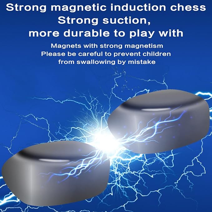 Magnetic Chess Game with Rocks for Kids, Chess Board Magnetic Battle Stone Games for Aults and Family, Magnetic Strategy Game with String,(32pcs)
