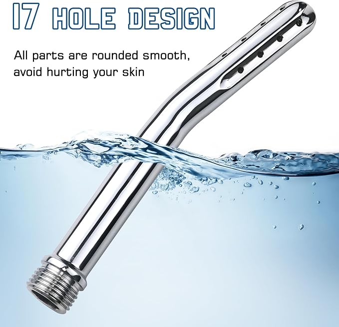 Metal Shower Cleaner Enema Douche System, Handheld Water Shower Nozzle Anal Rinse Vaginal Cleaning Kit Cleaner Attachment for Men Women, Silver