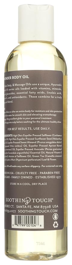 Soothing Touch Bath Body & Massage Oil, Calming Lavender - 8 Oz