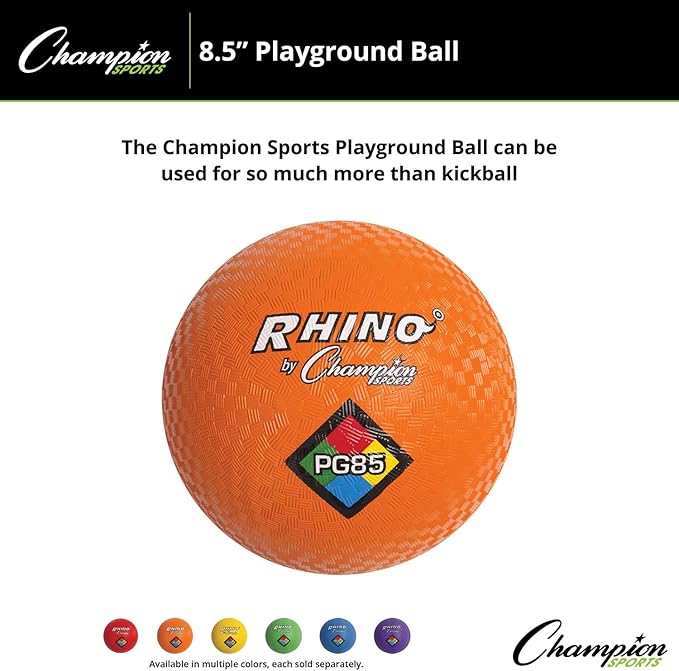 Champion Sports Playground Balls – Single Balls & Sets, Multiple Colors, Durable Nylon-Wound Construction for Kickball & Indoor/Outdoor Play