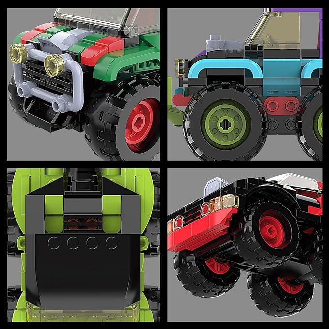 Monster Truck Micro Brick Building Toy for Boys and Girls, Pull Back Car Toys for Kids, DIY Building Toy, Gift Idea for Teens Ages 8+ Kids