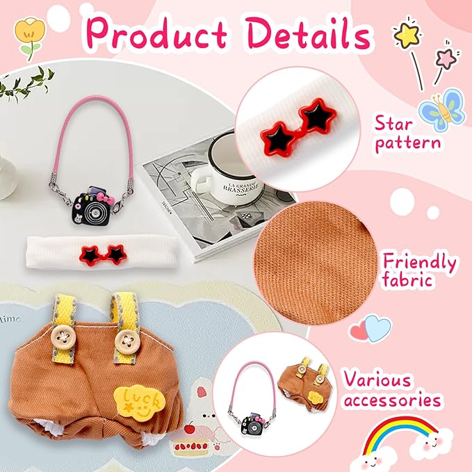 Dolls Clothes for 17cm Dolls Accessories, 3 Piece Set Outfits for Doll, Handcrafted Stylish Doll Clothes(NO Doll) (Brown)