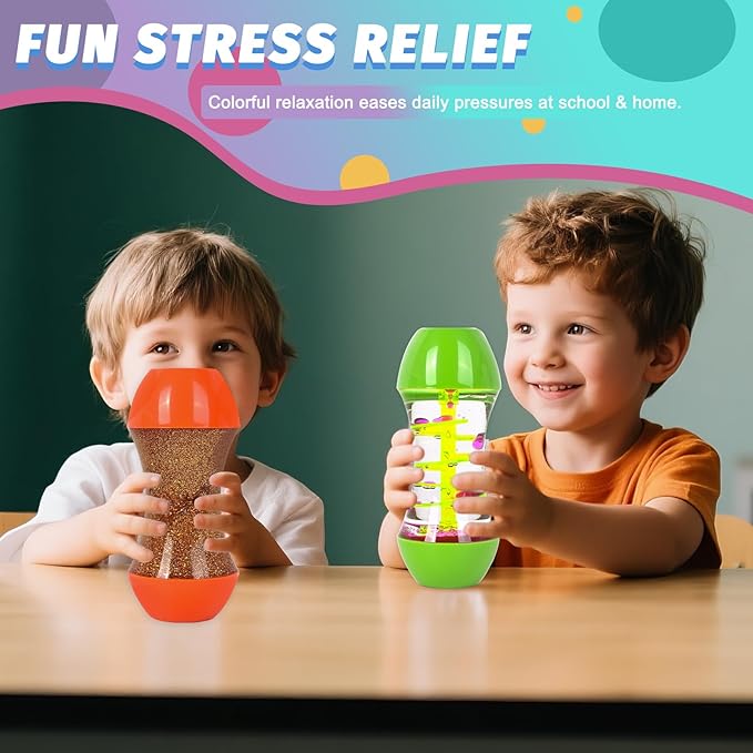 FKYTION Liquid Motion Bubbler 2-Pack, Colorful Sensory Toys, Classroom Learning & Time Management Supplies Home or School Desktop Toys (Style 2-2 Pieces)