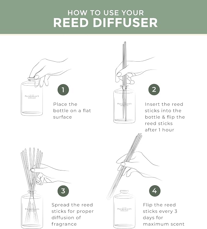 Pecksniff's Classic 200 ml/6.7 fl oz Reed Diffuser Set | Luxurious Gingerflower & Patchouli Fragrance Diffuser Scents for Home and Office