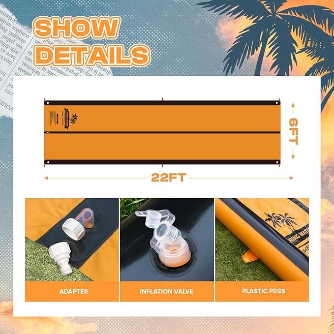Slip and Water Slide for Kids and Adults Extra Long Water Slides for Backyard Build in Sprinkler with Two Bodyboards Heavy Duty Summer Outdoor Backyard Water Toys