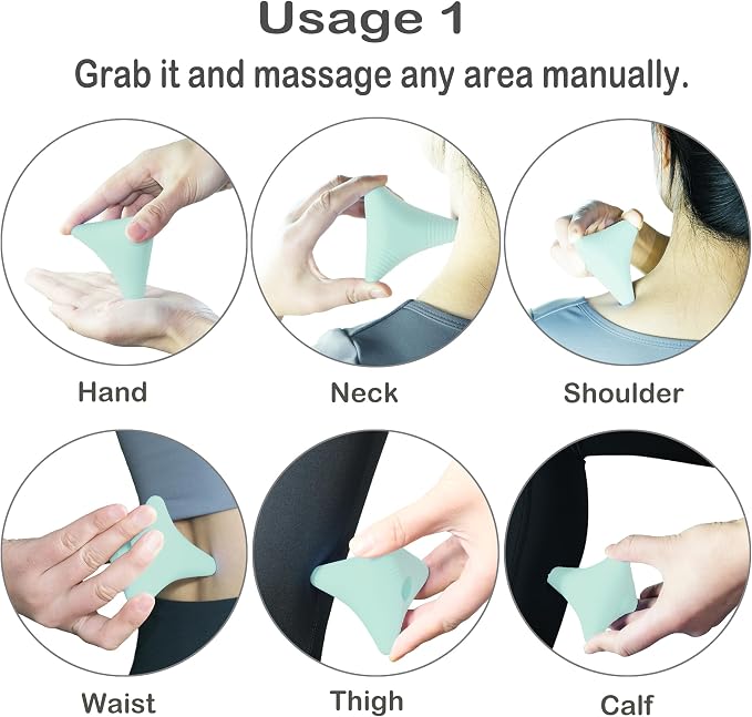 Trigger Point Massage Ball, Manual Massager Tool for Muscle Knot Deep Tissue Relief Myofascial Release Physical Therapy Hip Flexor Iliacus Psoas Hand Foot Back. 2.8×2.9” (Green)