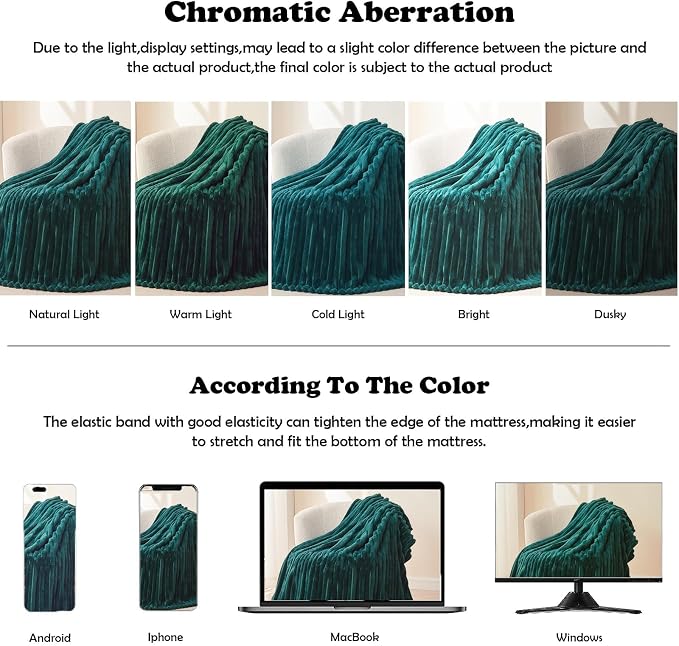 NEWCOSPLAY Fleece Ribbed Cozy Twin Blanket for Couch, Dark Teal, 60"x80" | Premium Silky Flannel Blanket, Soft Lightweight Fluffy Throw Blanket for Bed Sofa Decor, Gift for All Season Use