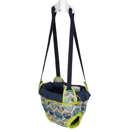 Evenflo Exersaucer Johnny Jumper Featuring Easy-to-Use Clamp Attachment for Quick and Tool-Free Set Up and Adjustable Straps to Customize The Height for Your Child, Owl