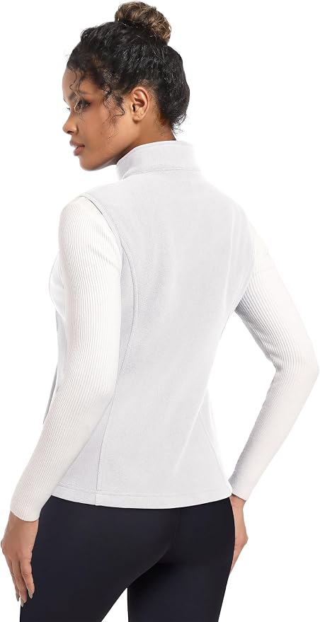 MAGCOMSEN Women's Fleece Vest Outerwear Sleeveless Lightweight Zip Jackets Warm Soft Vests with Zipper Pockets