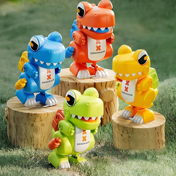 4 Pcs Toddler Dinosaur Toys for Kids 3-5,Dinosaur Toys for Ages 5-7,Walkable Dinosaur Wind Up Toys for Toddlers 3 4 5 6 7 8,Mini Dinosaur Figures Keychains Cute,Boys and Girls Easter Basket Stuffer