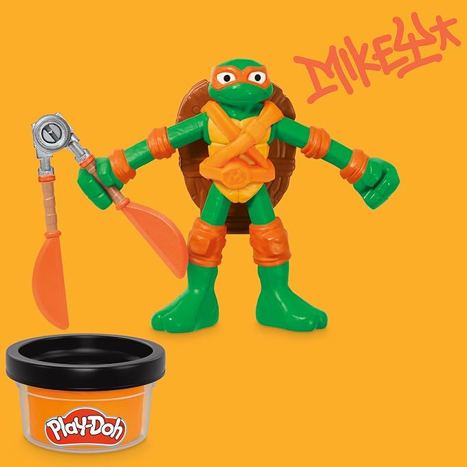 PLAY-DOH Teenage Mutant Ninja Turtles Cowabunga Creations Bendy 4 Inch Action Figures Set, Kids Arts & Crafts, TMNT Toys for Boys & Girls 4+