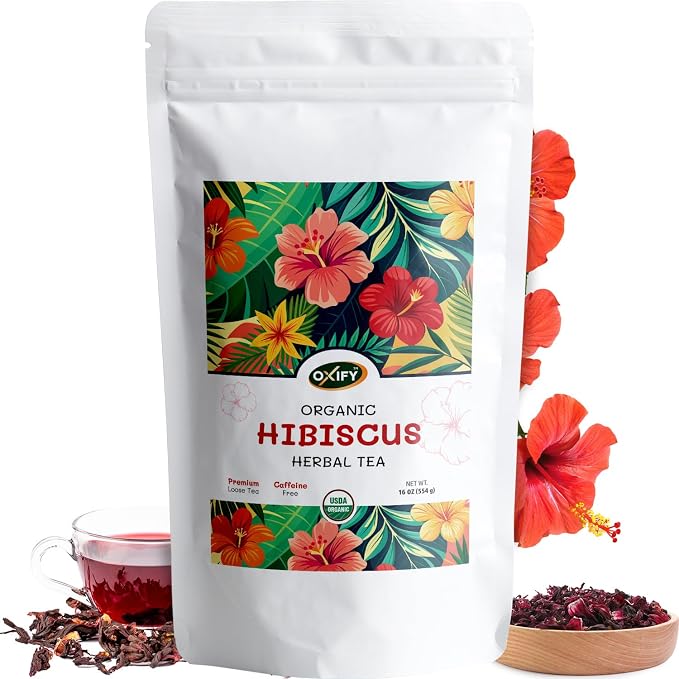 Oxify Organic Hibiscus Herbal Loose Tea- 16 oz (16 oz, Hibiscus)