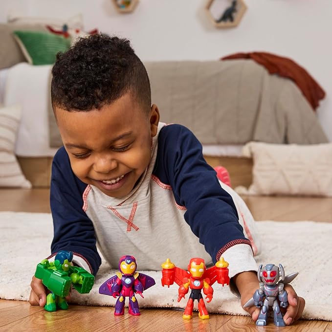 IRON MAN AND HIS AWESOME FRIENDS Marvel Iron Armor Figure Pack, 3-Inch Action Figures, Toy Playsets for Boys & Girls, Ages 3+ (Amazon Exclusive)