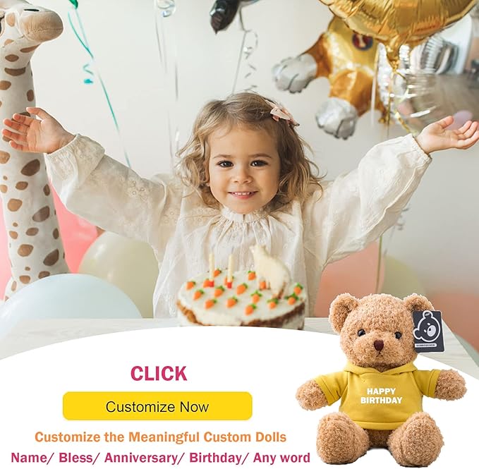 Personalized Teddy Bear with Text+Photo, Valentines Bear Stuffed Animal Plush Toys as Personalized Gifts for Women Men on Valentines' Day Birthday Anniversary Christmas Day（12 inch-Text+Photo