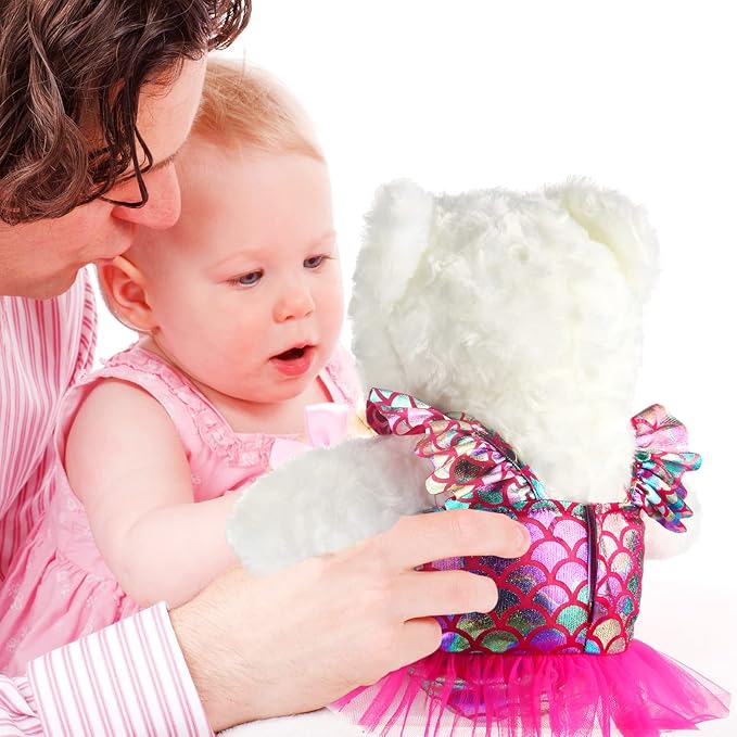 Set of 2 Summer Teddy Bear Clothes Cap & Gow Outfit Fits Make Your Own Most 14" - 18" Bear Plush Stuffed Animal Outfit Pet Dog Doll Cap and Gown Build a Bear Clothe(Mermaid Style, Fit 14"-18")