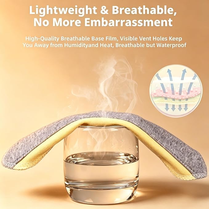 Reusable Leakproof Washable Incontinence Pads for Women Adults | Graphene Absorbent, Waterproof & Breathable | Pure Cotton Bladder Leak Pads, Day Night Postpartum Incontinence Protection (6pcs)