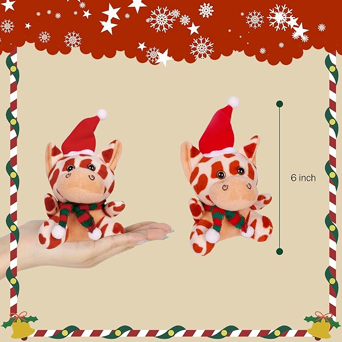 Arrozon 10 Pcs Christmas Small Stuffed Animals Bulk, 6 Inch Mini Plush Toys Stocking Stuffers for Kids, Party Favors, Goodie Bags