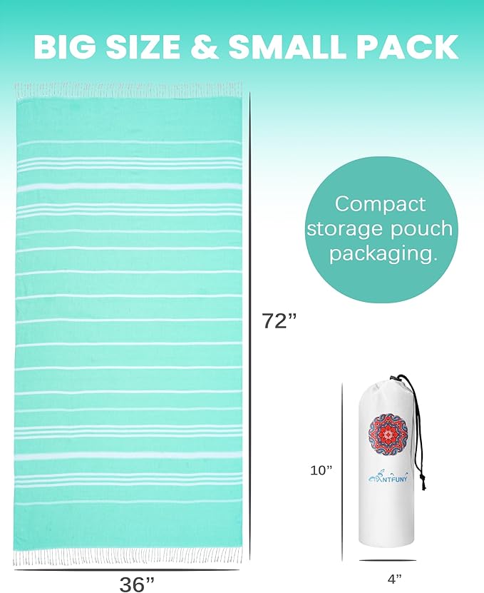 Antfuny Turkish Beach Towels Vacation Essentials Quick Dry Sand Free Oversized Bath Pool Swim Towel Extra Large XL Blanket Adult Travel Cruise Accessories Must Haves Clearance Stuff Necessities