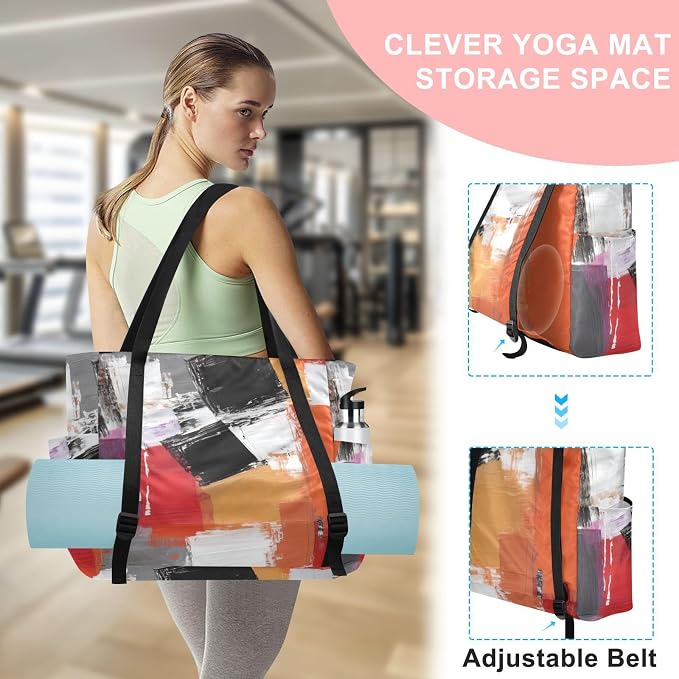 MCHIVER Yoga Bag for Women Men Large Yoga Mat Bag with Adjustable Strap Workout Bags Totes for Pilates Yoga Travel
