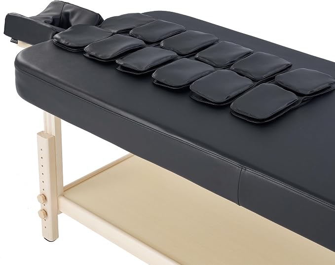 AirMaster-I 30" Professional Stationary Massage Bed | AirWave Compression & Full-Body Stretching | 3D Lumbar Traction Support | Spa & Home Wellness Table - Black/Natural