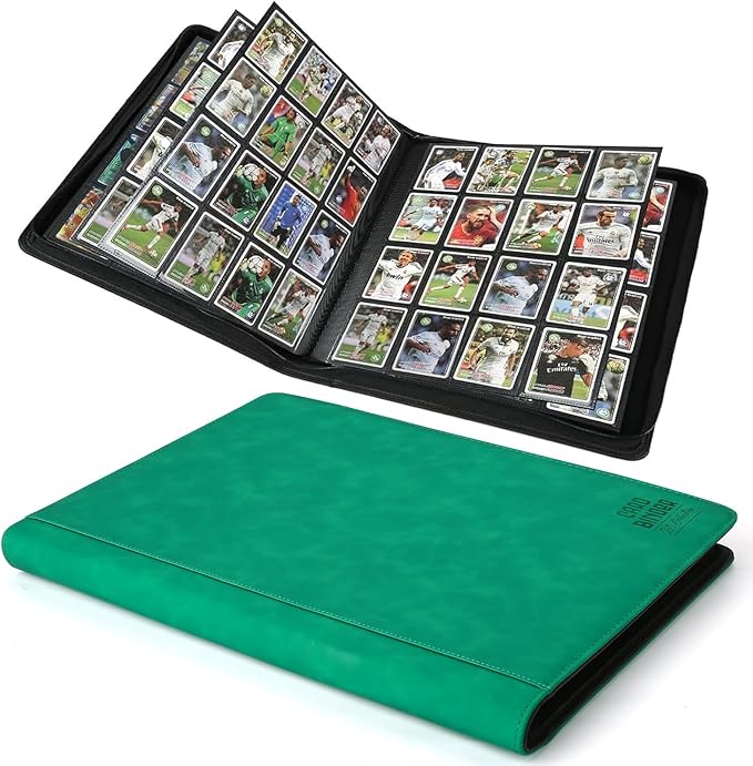 Arkeiliy Premium Ringless Trading Card Binder - 1024 Capacity, 16 Side-Loading Pockets per Page, Archival Quality Protection & Anti-Slip Spine for TCG, MTG, Sports Cards (Emerald)