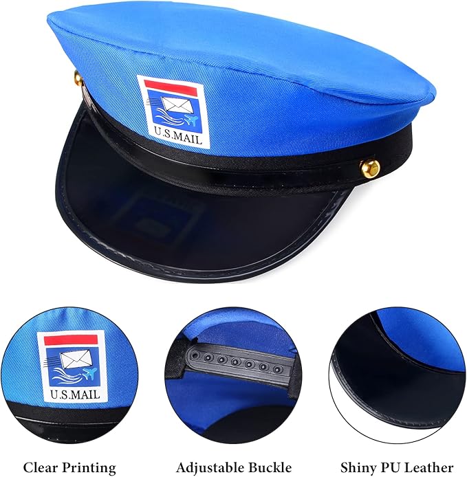 Kids Mailman Costume Mail Carrier Hat Mr. Postman Canvas Bag Vest Envelopes For Halloween Career Day Postal Costume