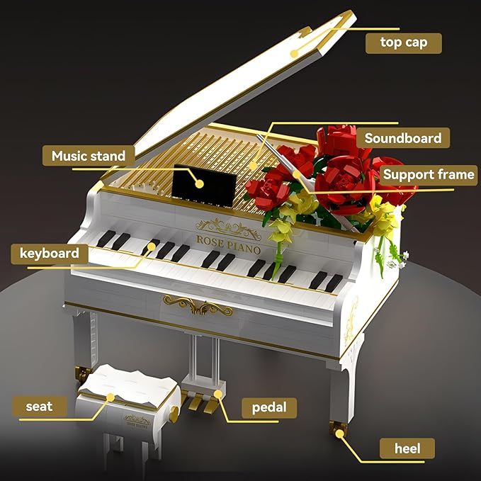 1293pcs Mini Ideas Piano Model Building Block Set, Music Lovers Collection Set, The Best Gift for Boys and Girls(White)