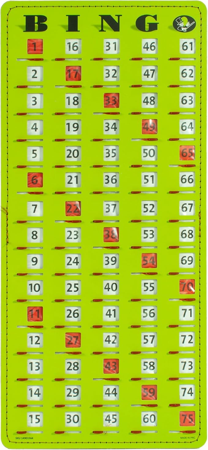 MR CHIPS Jam-Proof Finger Tip Master Bingo Card with Sliding Windows Large Cardboard Calling Cards Green Style