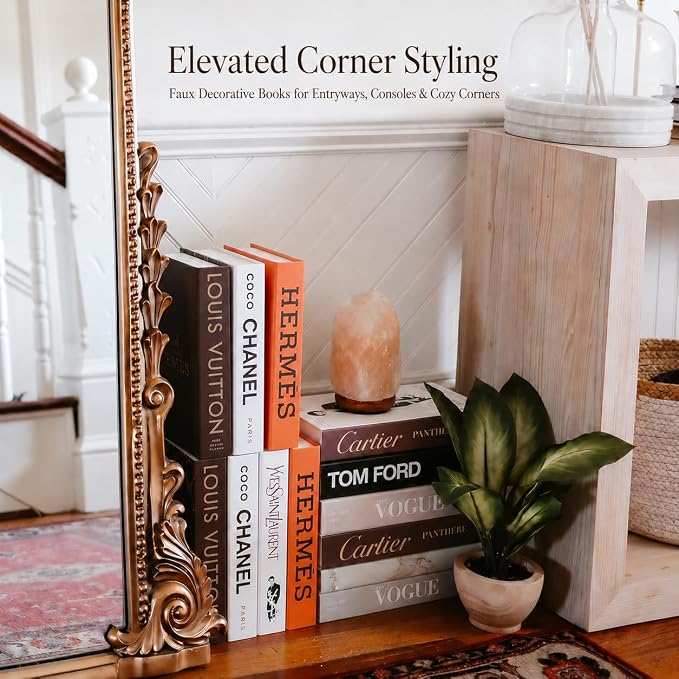 4-7 Pieces Fashion Decorations Book Set. Premium Aesthetic Faux Books for Room Decor. (7) | Designer Fuller Set for Living Room, Office and Mantel - Not Real, Tool-Free 2-Min Setup