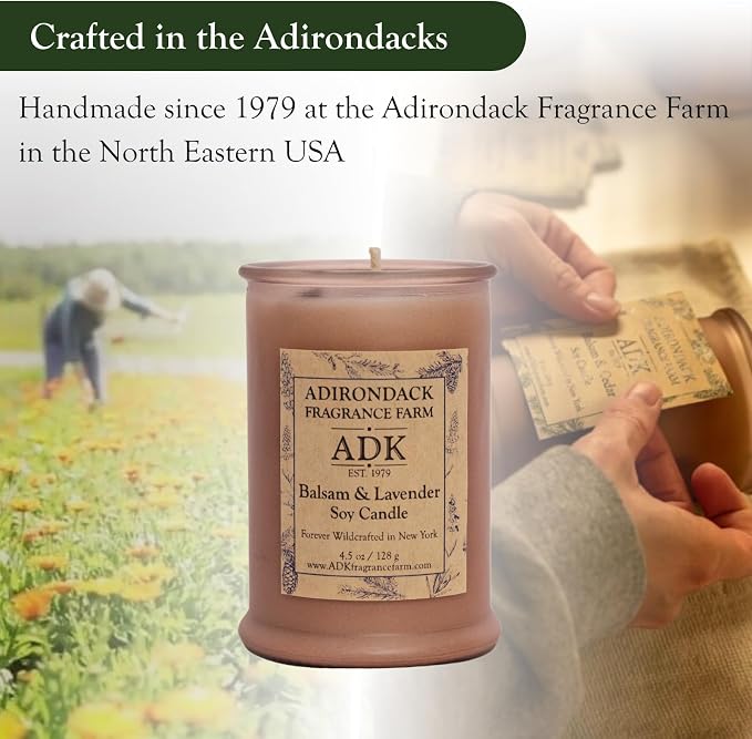 Adirondack Fragrance & Flavor Farm Balsam & Lavender Scented Candle 20 Oz | Proudly Poured in The USA, Natural Aromatherapy Wax for Relaxation, Home Décor, Kitchen, Gift and Living Spaces