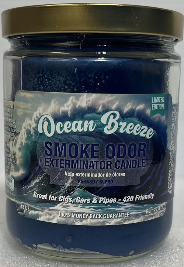 Smoke Odor Exterminator 13 oz Jar Candles Blue Serenity | Assortment of 8, Includes Blue Serenity, Winter Wind, Ocean Breeze, Nag Champa