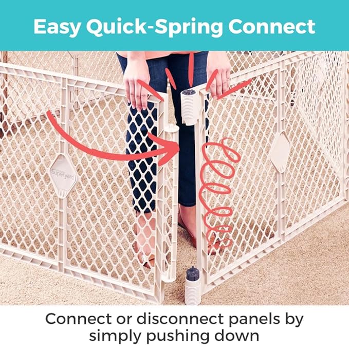 Toddleroo by North States - Superyard Baby Play Yard: Freestanding 8-Panel Baby Playpen - Indoor or Outdoor Use - Made in USA - Encloses Up to 34.4 Square Feet - 26 Inches Tall - Sand