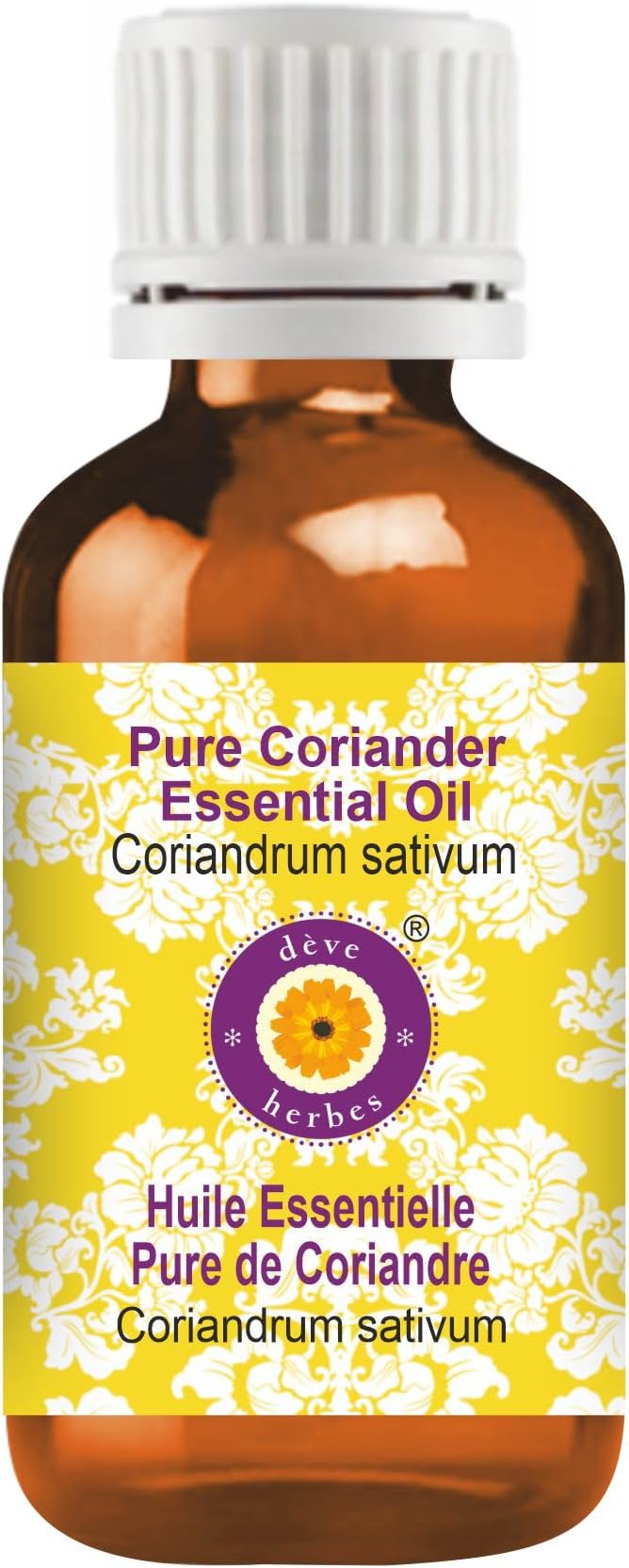 Deve Herbes Pure Coriander Essential Oil (Coriandrum sativum) Steam Distilled 100ml (3.38 oz)