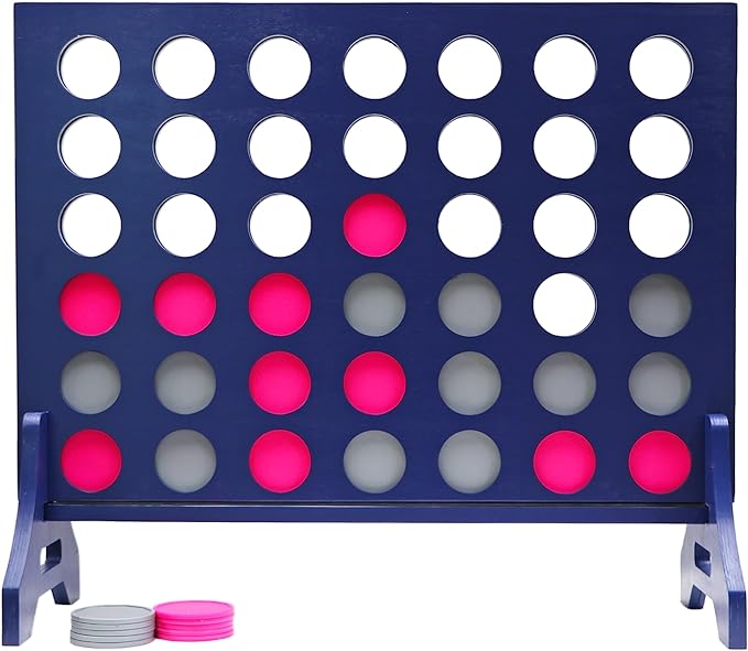 Tailgating Pros Premium Navy Giant Four in a Row with Carrying Case - Jumbo Oversized Outdoor Yard Game - Connect Multiple Pucks in a Row to Win - Many Puck Colors Available!