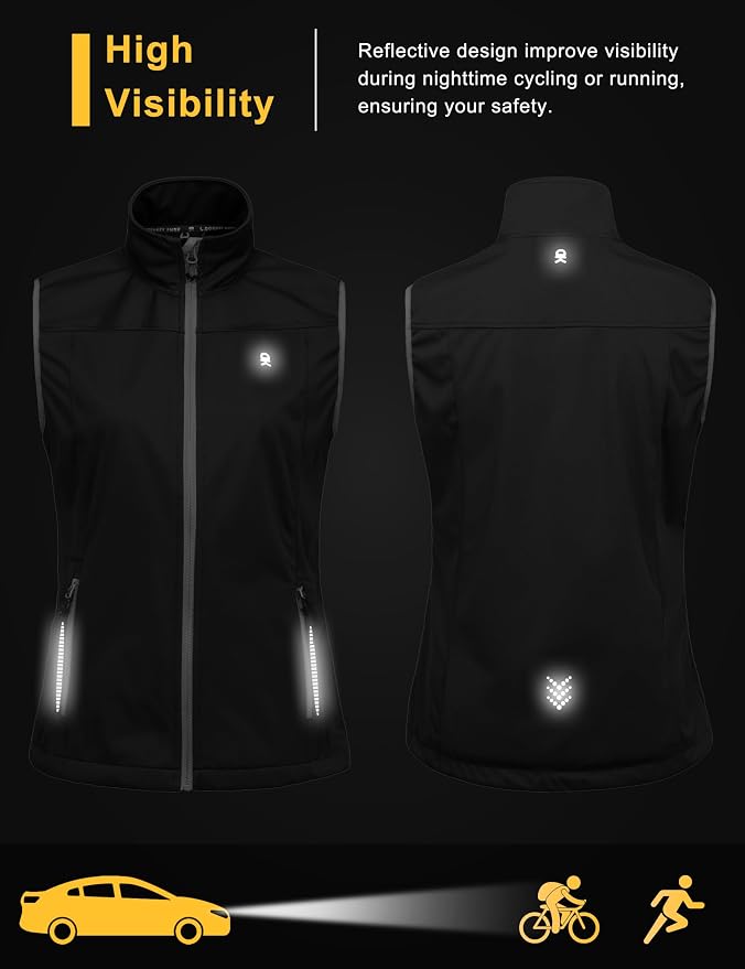 Little Donkey Andy Women's Lightweight Softshell Vest, Windproof Sleeveless Jacket for Running Hiking Travel